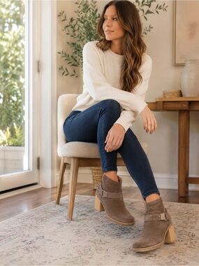 UGG Brown Suede Ankle Boot with Branded Metal Accent